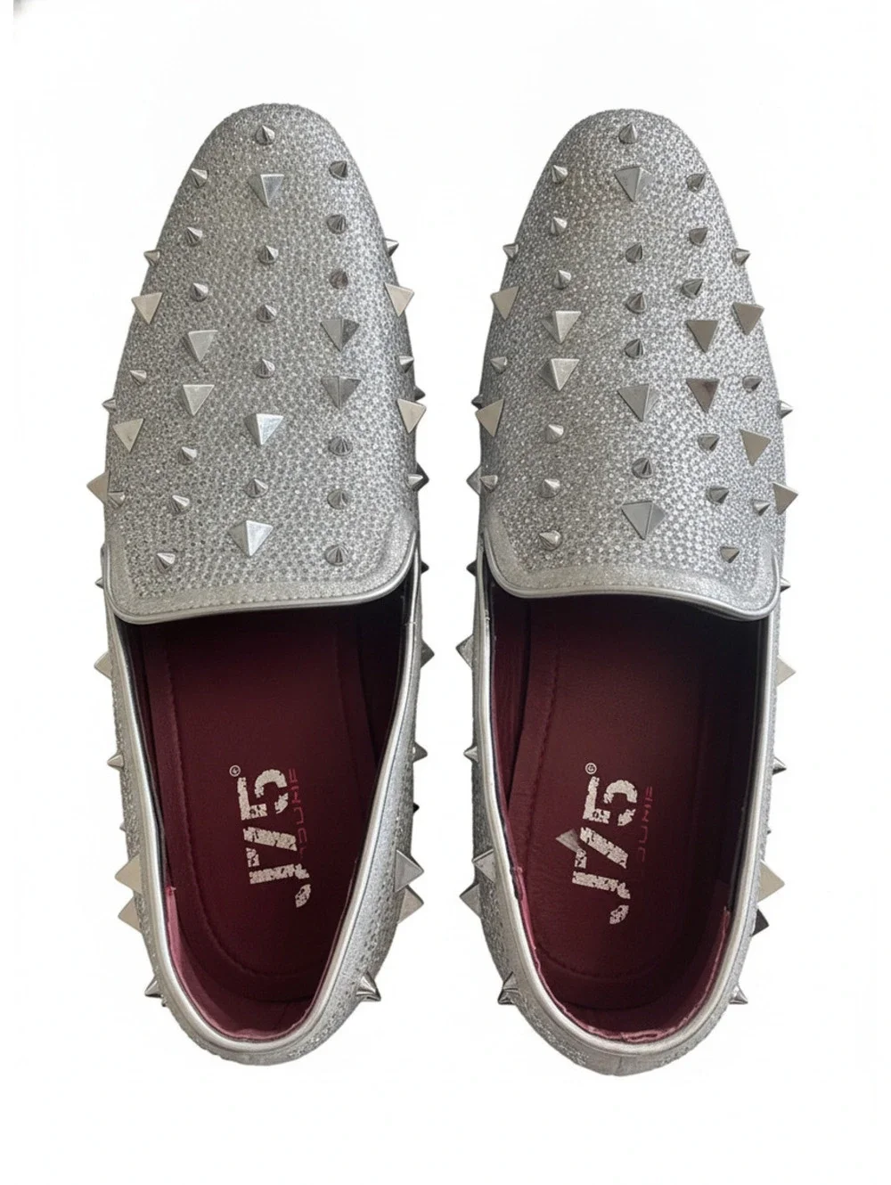 J75 by Jump Fabio Men's Silver Studded Loafers Size 9.5 US